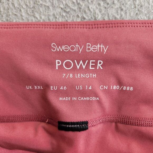 Sweaty Betty Leggings Womens 14 Pink Power 7/8 Length Pockets Drawstring Hi Rise - Picture 8 of 14